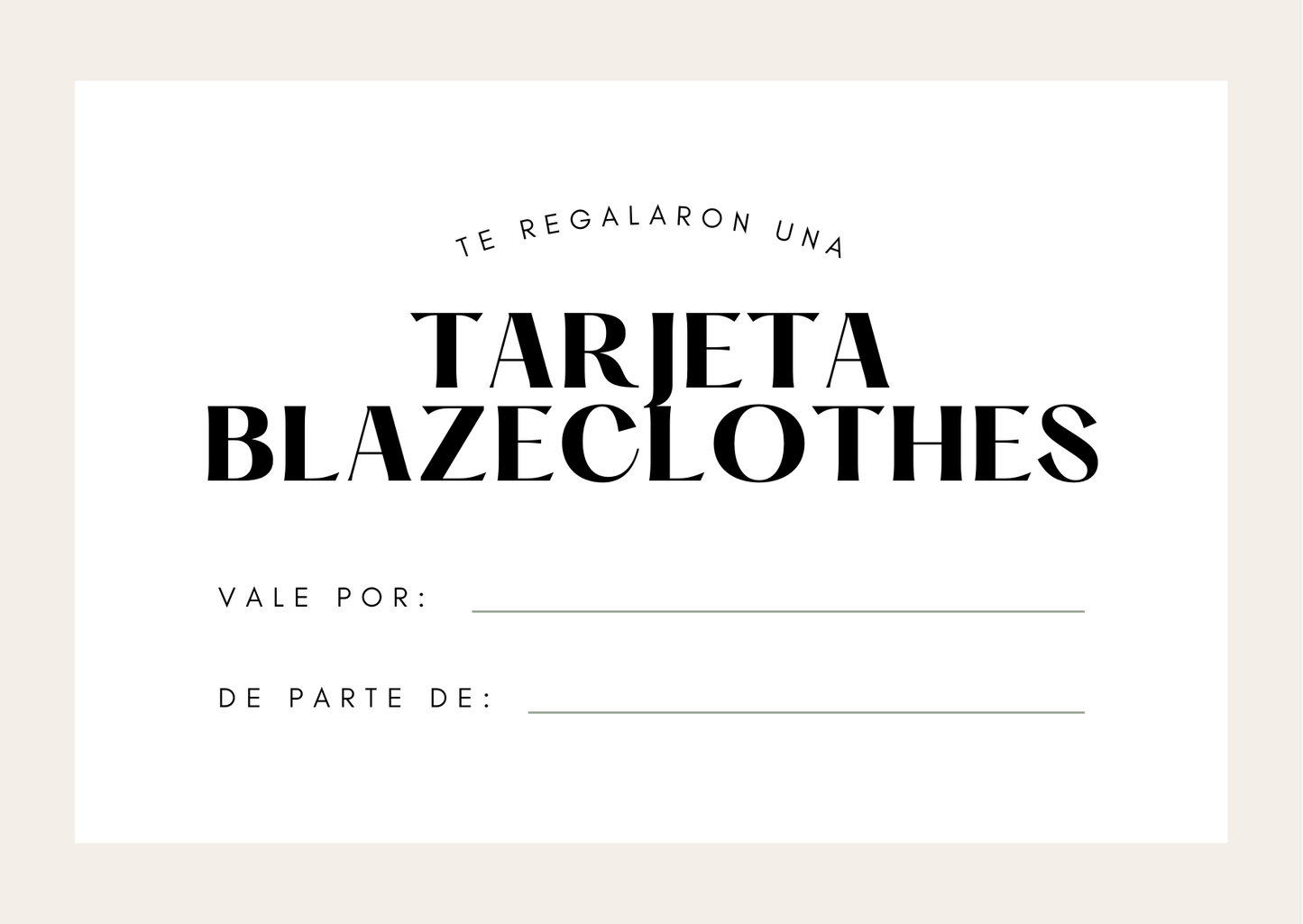Tarjeta de regalo de BLAZECLOTHES